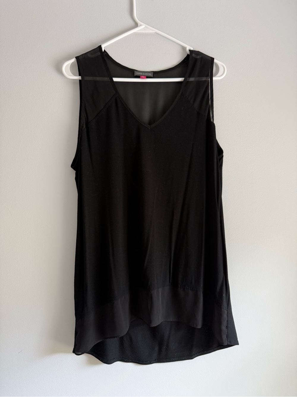 Vince Camuto Black Sleeveless V-Neck Layered Top